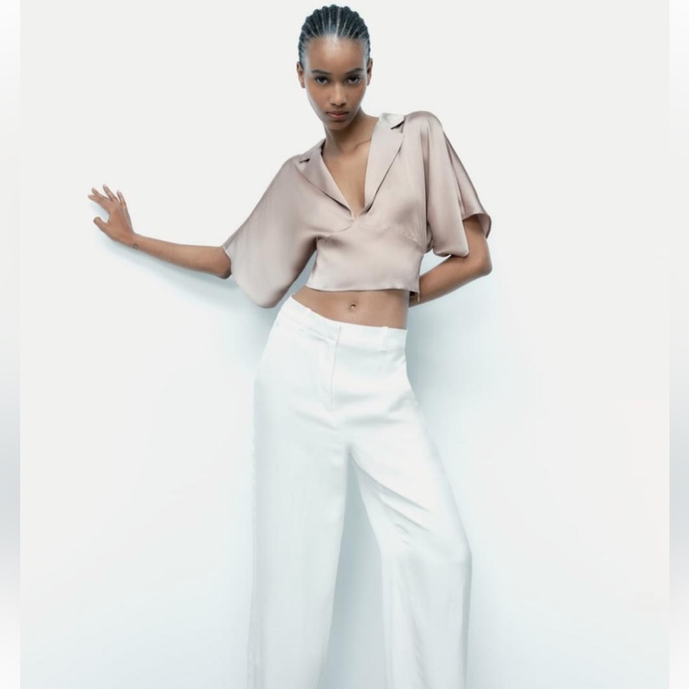 NWT Zara satin effect blouse cropped